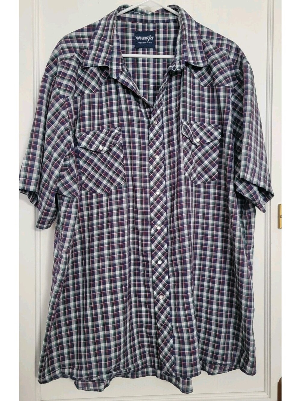 Wrangler Western Shirt Mens 3XL Big Plaid Pearl Snap Cowboy Rodeo Ranch Wear